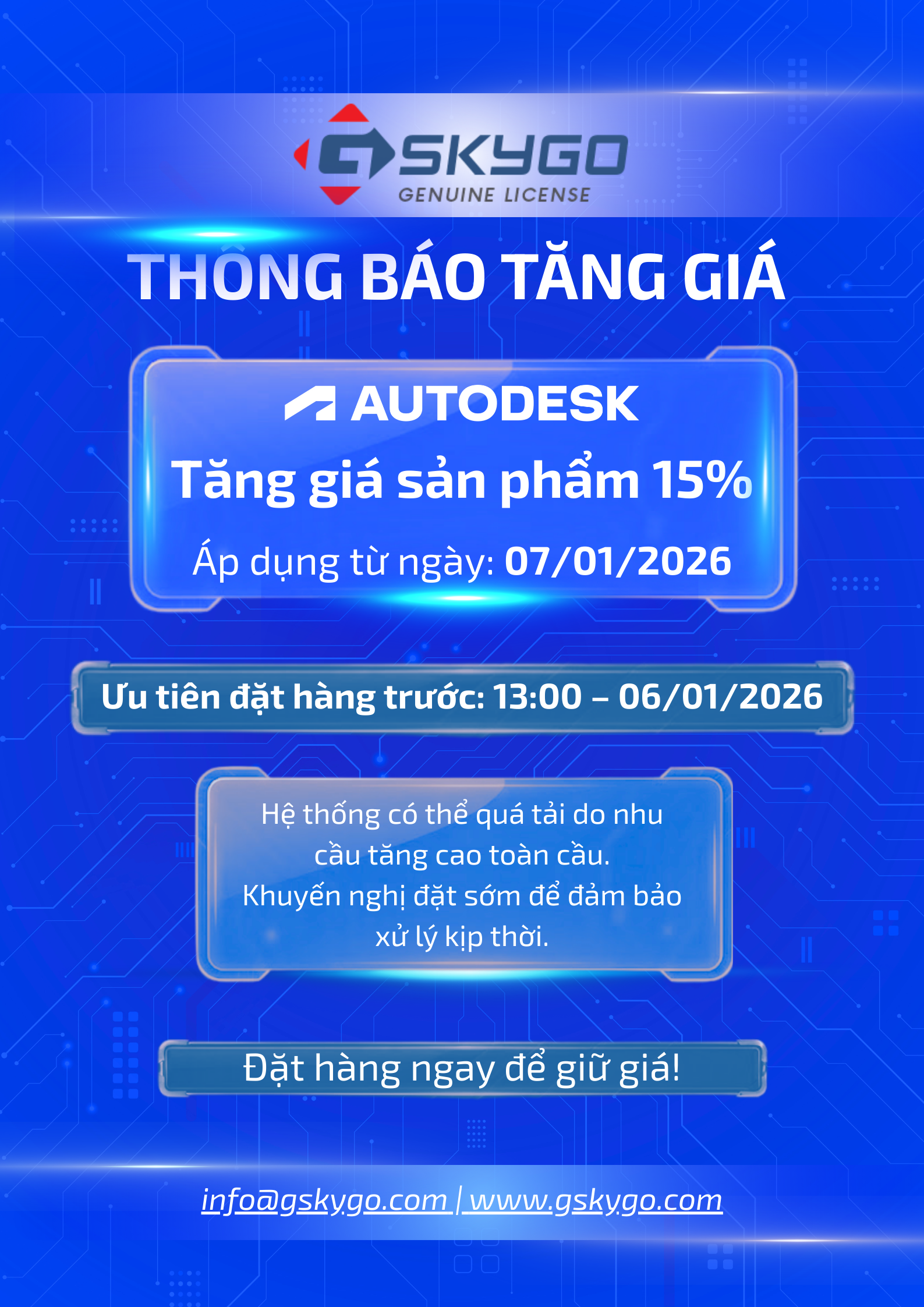 Thông Báo - Điều chỉnh giá sản phẩm Autodesk từ 07/01/2026